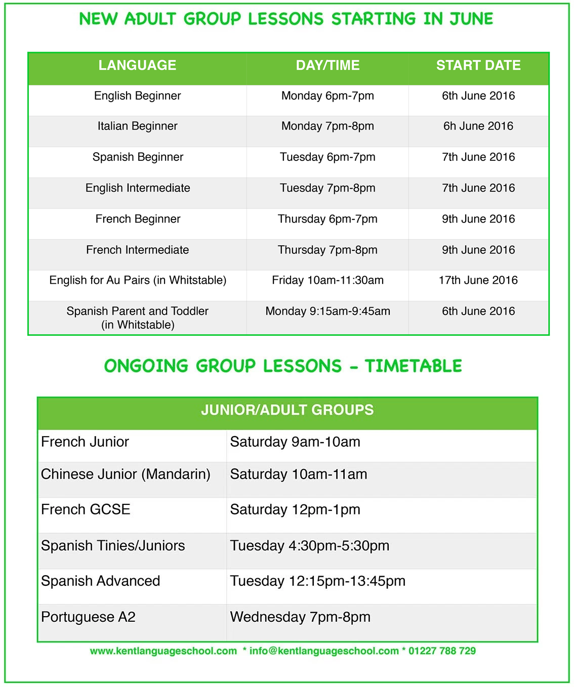 UPDATE: New courses starting SOON!! – Kent Language School